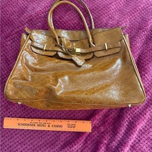Brown Tote 👜 Pleather Handbag